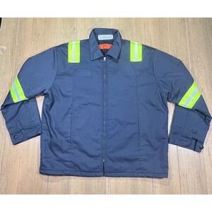Cintas‎ Mens Navy Hi-Vis Reflective Safety Work Jacket Quilted Lined Size L-RG